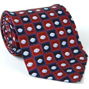 PFIZER Blue Pill Print Red Checker  100% Silk Men's Tie